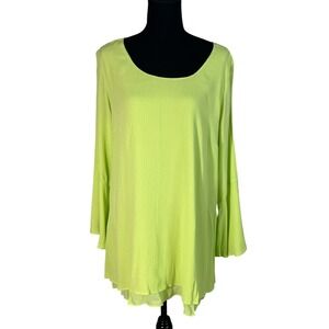 Soft Surroundings‎ Lettuce Green Tunic Top Long Sleeve Gauze L